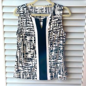 NWT Calvin Klein Black & White Sleeveless Top